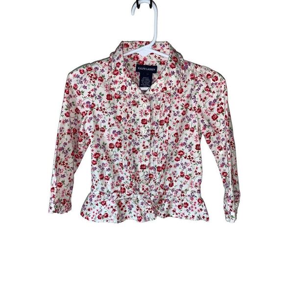 Ralph Lauren Baby Girl Floral Print Button Down Shirt - Picture 1 of 8